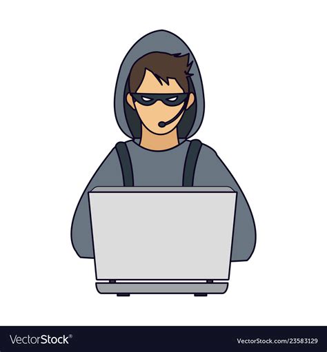 Hacker With Laptop Royalty Free Vector Image VectorStock