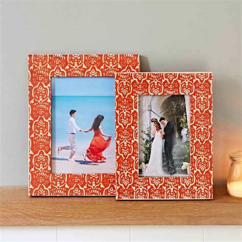 Orange Floral Mango Wood Photo Frame 4x6 Picture Frame 5x7 Etsy