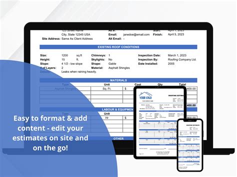 Excel Roofing Estimate Template Roofer Quote Template Simple Contractor