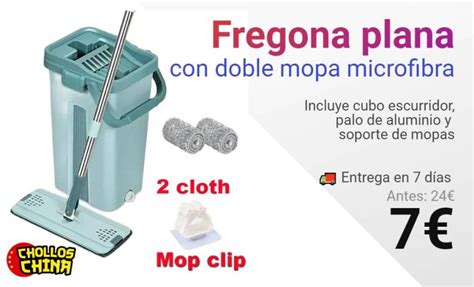 Fregona Plana Con Doble Mopa De Microfibra Por 7 Cholloschina