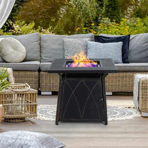 Lark Manor Mcgahan 25'' H x 28'' W Steel Propane Outdoor Fire Pit Table with Lid & Reviews | Wayfair