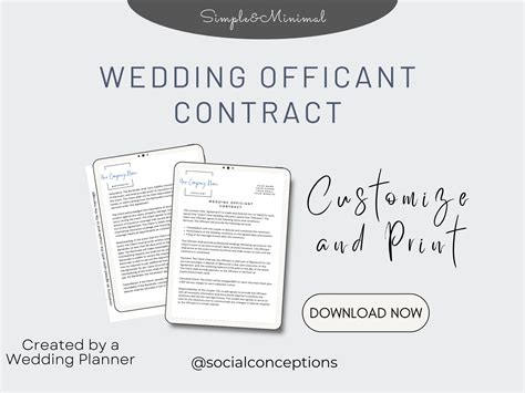 Officiant Contract Canva Template Printable and Editable - Etsy