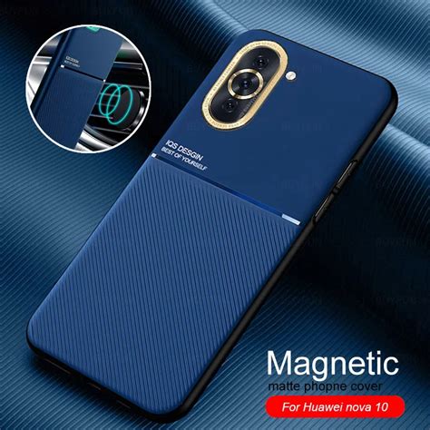 Car Magnetic Holder Leather Phone Cover For Huawei Nova 10 Pro