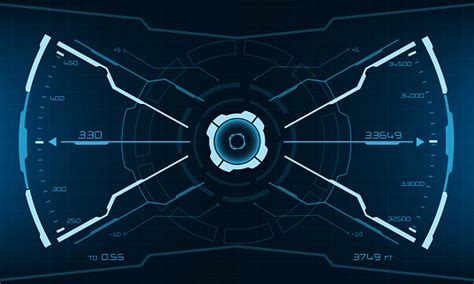 Tampilan Layar Antarmuka Scifi Hud Desain Geometris Biru Realitas