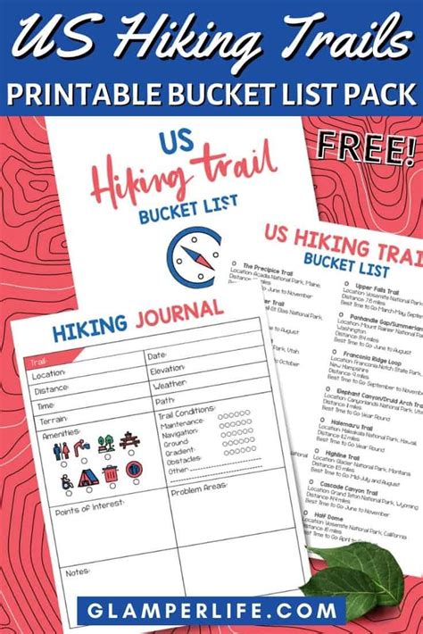 Printable US Hiking Trail Bucket List and Journal - Glamper Life