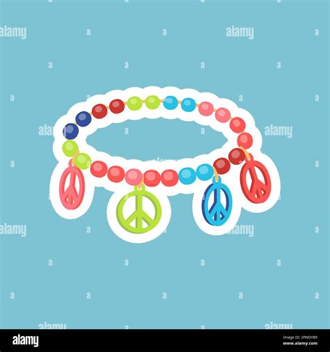 Retro Hippie Badge With Bracelet Vector Illustration Stock Vector Image