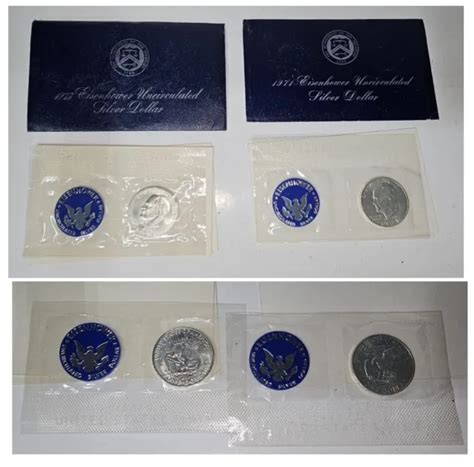 1971 1973 UNCIRCULATED Ike Eisenhower Blue Pack Silver Dollars W