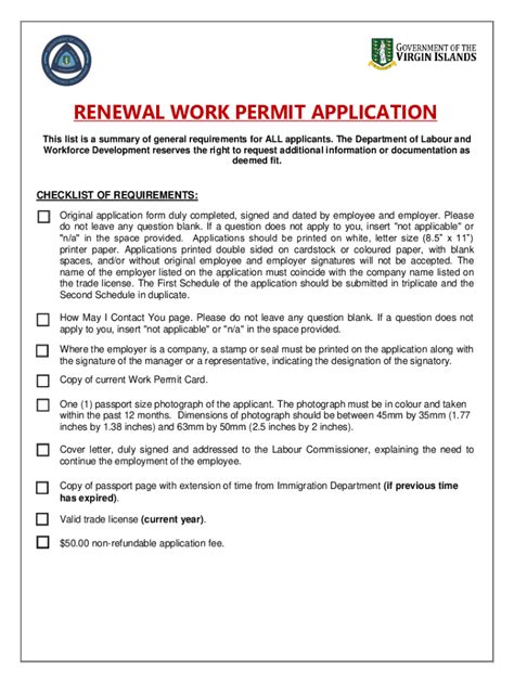 Fillable Online Bvi Gov TO ALL APPLICANTS RENEWING WORK PERMITS Fax