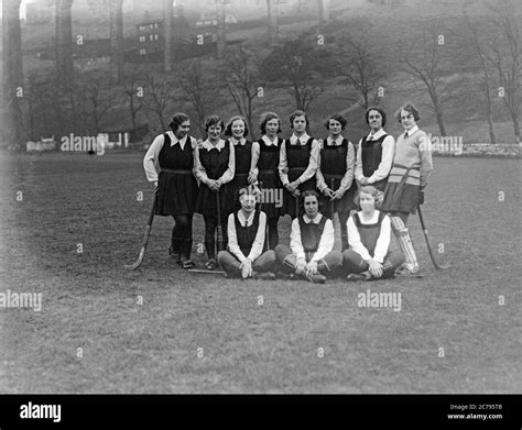 Vintage photograph taken in 1931 showing the Huddersfield Ladies Hockey ...