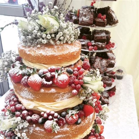 Naked Victoria Sponge And Brownie Tower Food Good Food Victoria Sponge