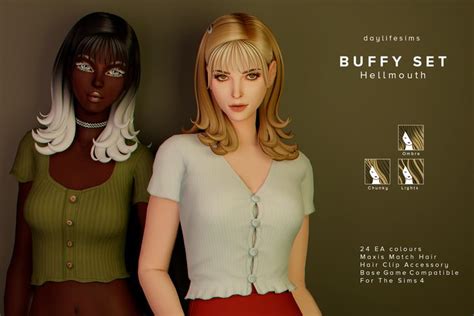 BUFFY HAIR SET Hellmouth Daylife Sims Sims Hair Sims 4 Sims