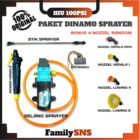 Paket Dinamo Pompa Sprayer Elektrik Potensio Nozzel Selang Sprayer Alat