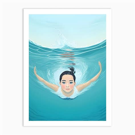 Girl Swimming Underwater Art Art Print by PrintablesArtCo - Fy