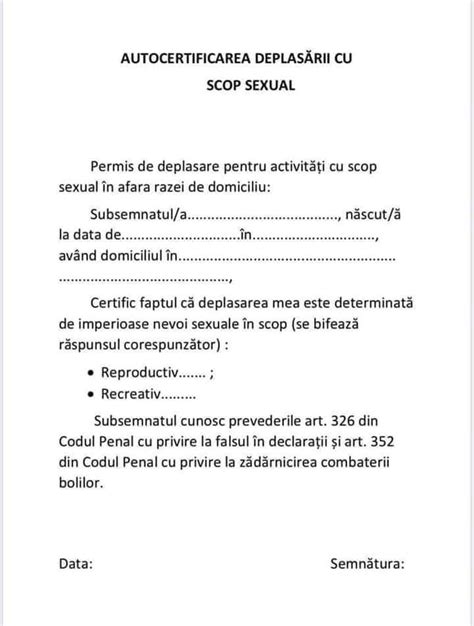 Banc Autocertificarea Deplas Rii Cu Scop Sexual