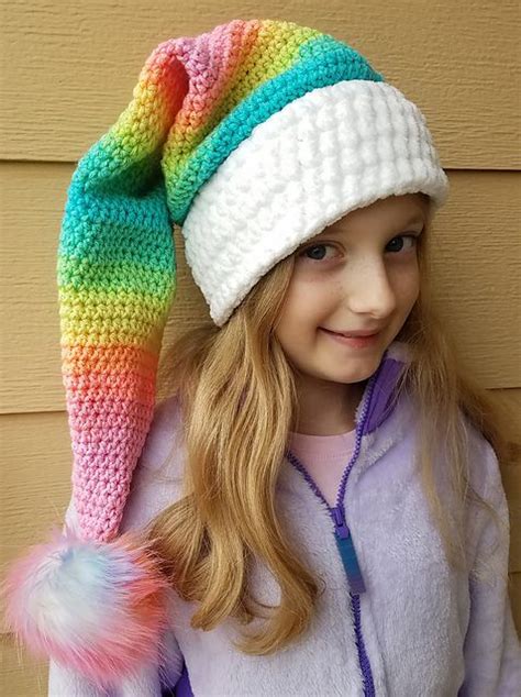 Rainbow Santa Hat Pattern By Emmie Sue Designs Crochet Hats Crochet