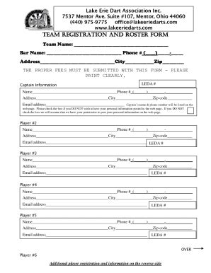 Fillable Online Leda Current Standings Lake Erie Dart Association Fax