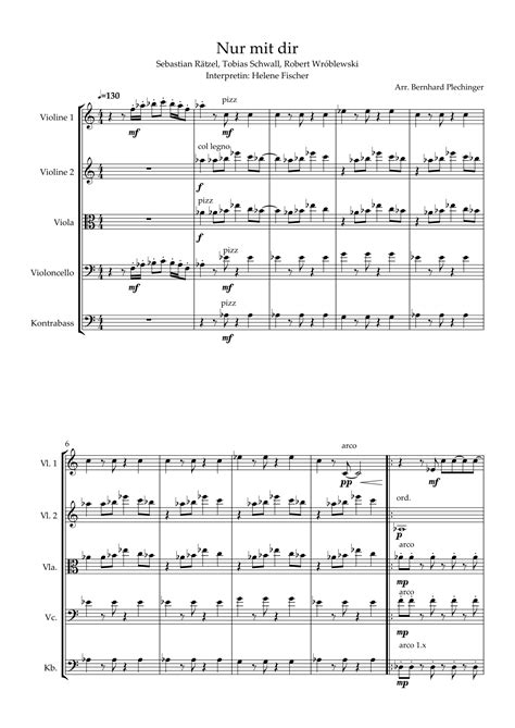 Nur Mit Dir Arr Bernhard Plechinger By Helene Fischer Sheet Music