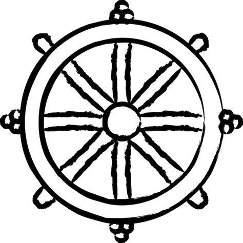 dharma wheel hand drawn vector illustration premium vector