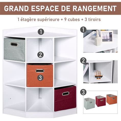 Homcom Meuble De Rangement Dangle Niveaux Niches Tiroirs