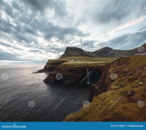 Gasadalur Village And Mulafossur Its Iconic Waterfall Vagar Faroe