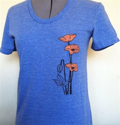 California Poppies T Shirt Slim Fit Womens Flower Shirt