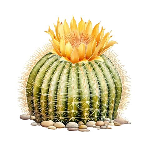 Golden Barrel Cactus Clipart Beautiful Desert Cactus Etsy