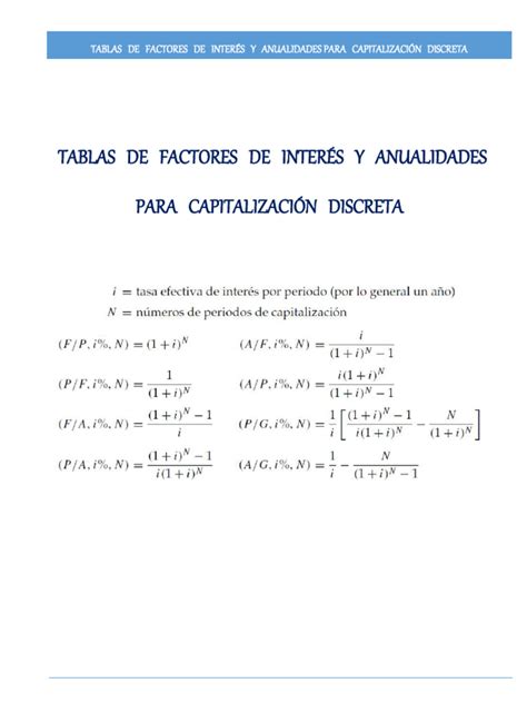 Tablas De Factores De Interés Pdf