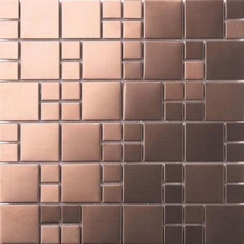 Brushed Copper Effect Stainless Steel Mosaic Tiles Mt0174 Mosaic Tiles Metal Mosaic Tiles