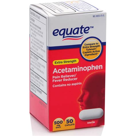 Equate Extra Strength Acetaminophen Caplets 500 Mg 50 Count Walmart