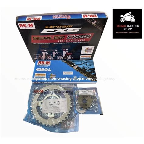 Rkm Honda Ex Ex D Seal Chain Sprocket Set Ready Stock Shopee