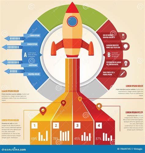 Infographic Rocket Stock Vector Illustration Of Percentage 70649745