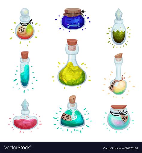 Set glass bottles different shapes Royalty Free Vector Image