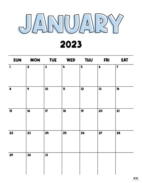 January 2023 Calendars 50 Free Printables Artofit