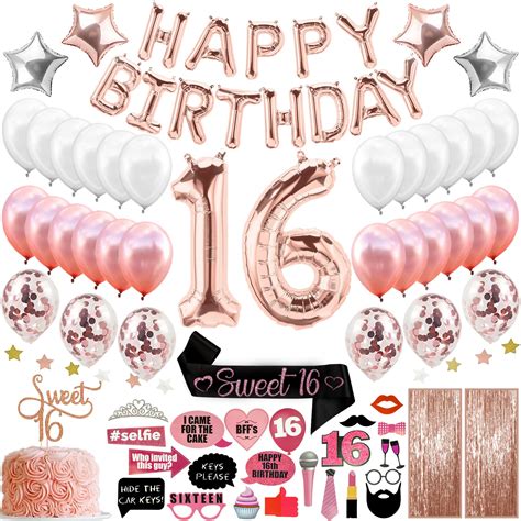 Sweet 16 Birthday Decorations Girls 79 Piece Rose Gold Party Banner