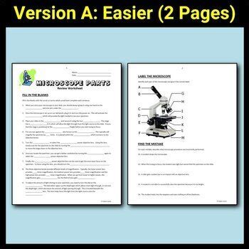 Microscope Parts - Review Worksheet {Editable} by Tangstar Science