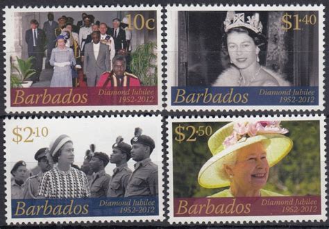 Barbados SG1383 1386 Diamond Jubilee Of QEII 2012 Barbados Stamps