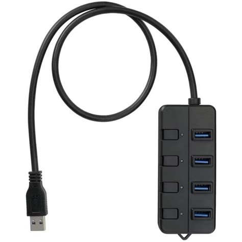 Ripley HUB 3 0 CUATRO PUERTOS USB LUZ LED CABLE 30CM NEGRO INTERRUPTOR