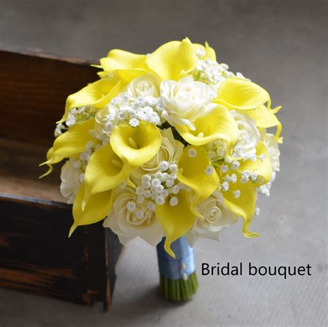 Yellow Wedding Bouquets White Rose Bridal Bouquets Spring Wedding