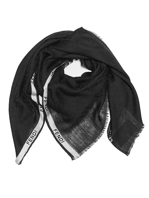 Fendi Wool Ff Motif Scarf In Black For Men Lyst