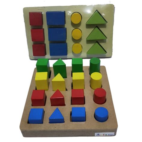 Jual Mainan Edukasi Puzzle Pasak Bentuk Warna Geometri Sorting Shape Color Montessori Shopee