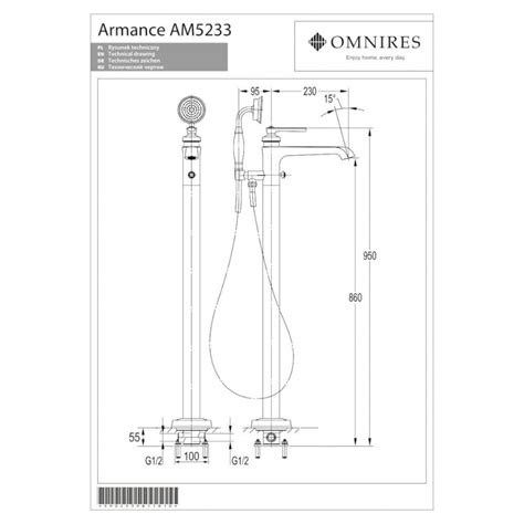 Omnires Armance Bateria Wannowa Stoj Ca Pod Ogowa Chrom Am Cr