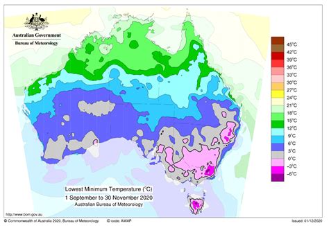 Australia Lowest Minimum Temperature Spring Australia Map