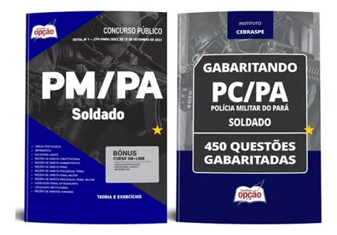 Kit Apostila Caderno De Questões Para Soldado Pm Pa 2023 Polícia