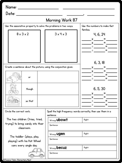 Third Grade Morning Work Nd Quarter Elementary Nest