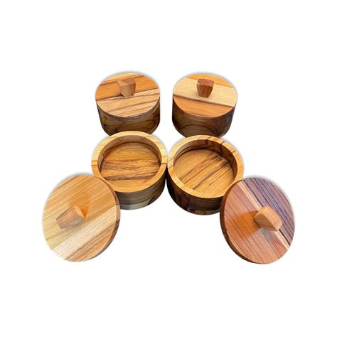 Spice Jarsboxes Teak Wood With Lids Handmade Finished Wfood Etsy