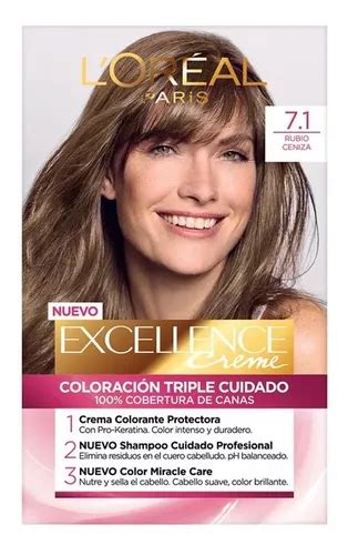 Kit Tinte L Oréal Paris Excellence Creme tono 7 1 rubio ceniza x 200g