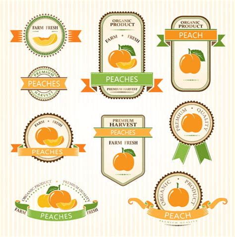 Delicate Fruits Labels Vector Set Eps Uidownload