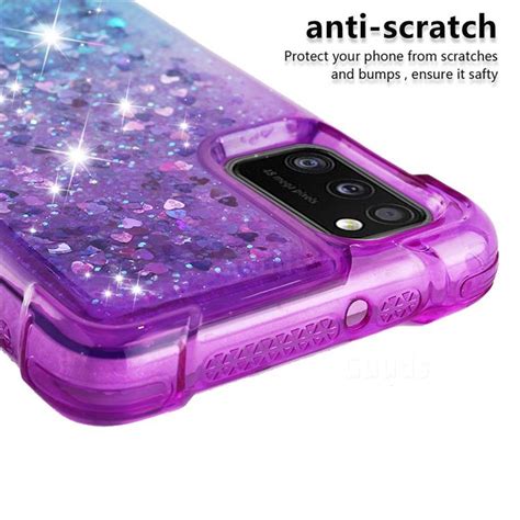 Rainbow Gradient Liquid Glitter Quicksand Sequins Phone Case For Samsung Galaxy A41 Purple