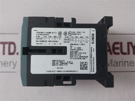 Siemens Sirius 3rt2017 1bb42 Contactor 600v Aeliya Marine