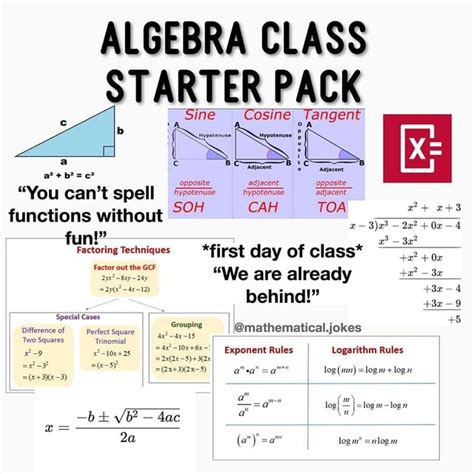 Algebra Class Starter Pack Osinee Angent C Oa Opposite Adjacent